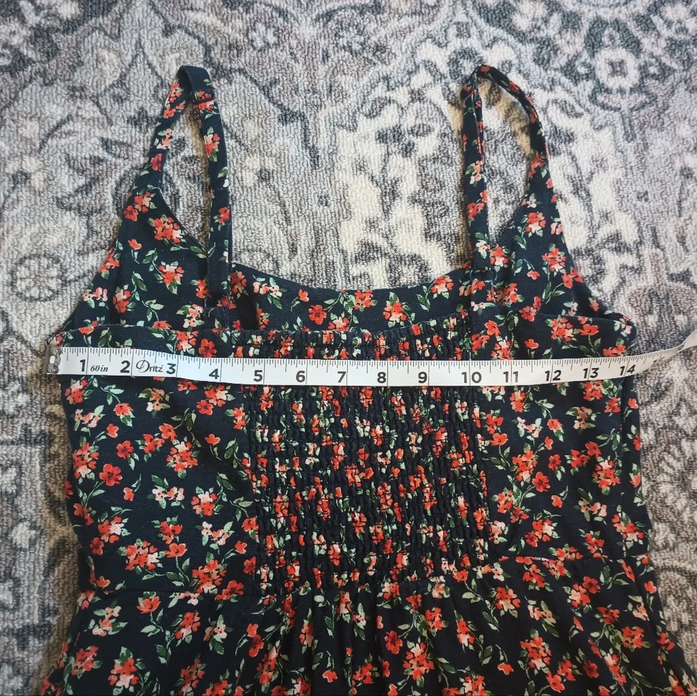 Old Navy Linen Mini Dress Small Ditsy Floral Smocked Cottage Preppy Americana - Picture 14 of 16